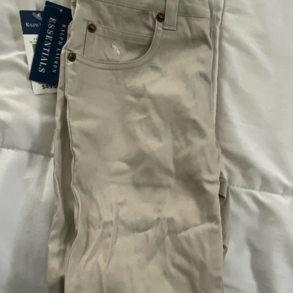 Ralph Lauren Girls Khaki Size 7 Pants Zipper - 5 Pockets- NWT - Picture 4 of 11